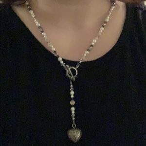 Hand made pearl and crystal necklace